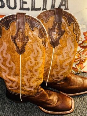 Ariat Brown and Tan Embroidered Western Cowboy Boots